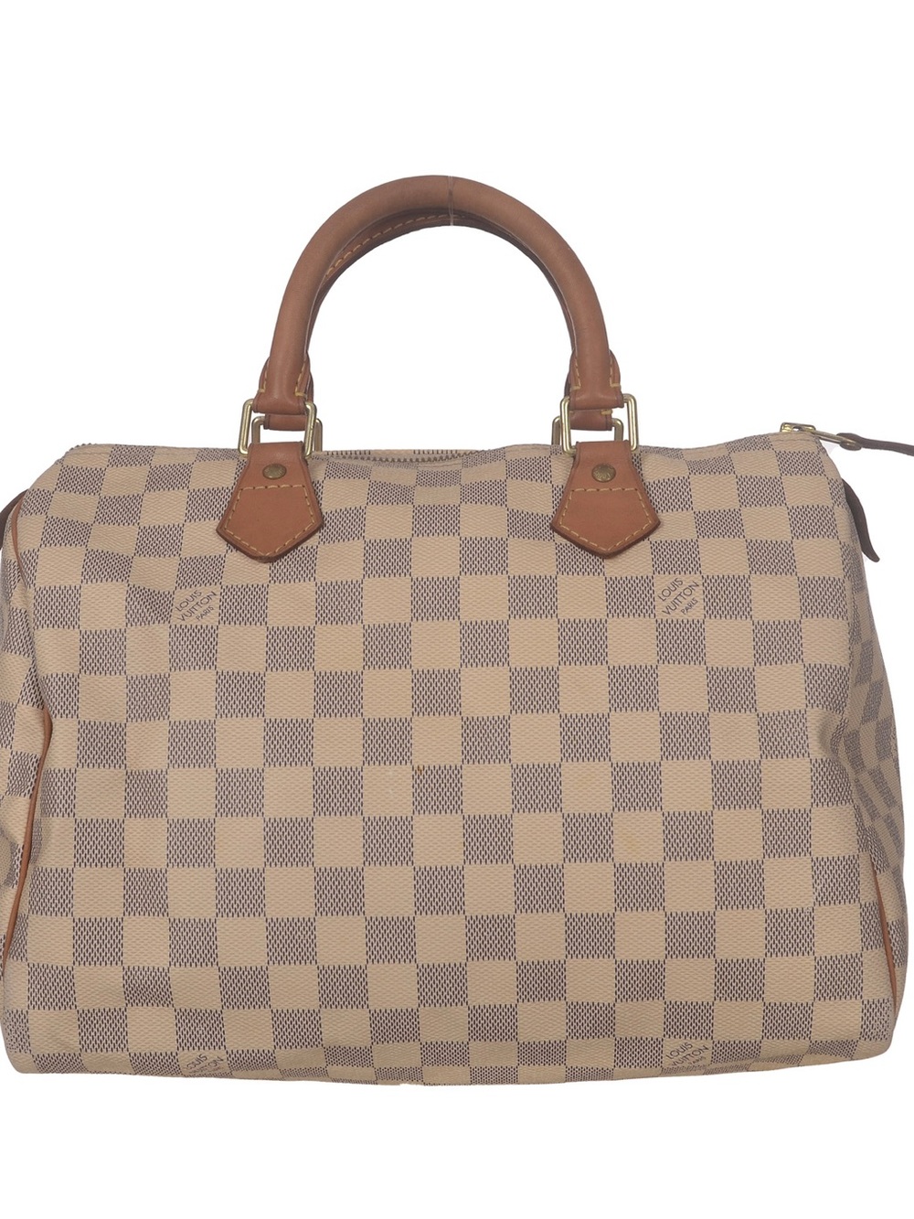 ♥️Louis Vuitton Speedy 30 Classic Damier Azur Style Brown Check Satchel Bag♥️